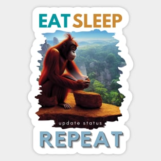 Funny Social Media addict print - Eat, Sleep, update status, repeat Sticker